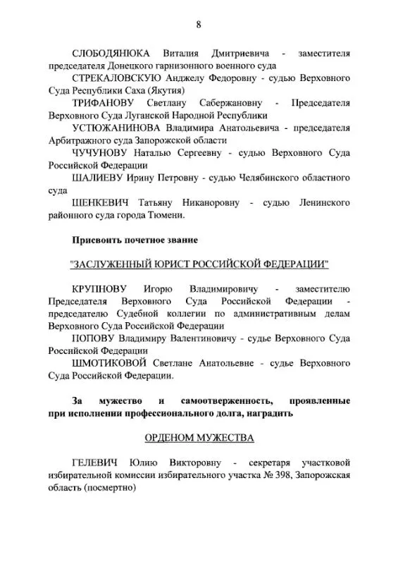 Путин посмертно наградил орденами Мужества двух членов избиркомов Херсонщины