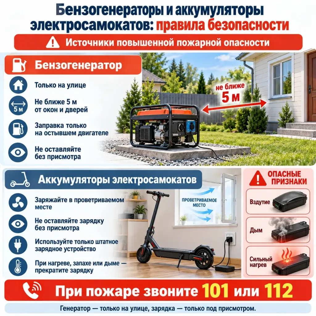МЧС напомнило правила безопасной эксплуатации генераторов и аккумуляторов