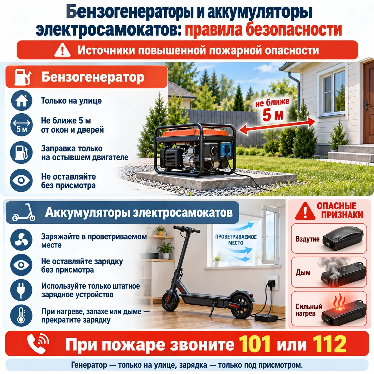 МЧС напомнило правила безопасной эксплуатации генераторов и аккумуляторов